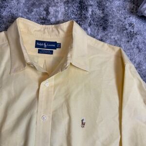 Ralph Lauren Yarmouth Mens Yellow Cotton Oxford Button Down Shirt 17.5 34/35